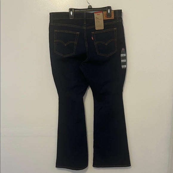 Elegant Dark Blue Women's Flare Jeans - Picture 2 of 3